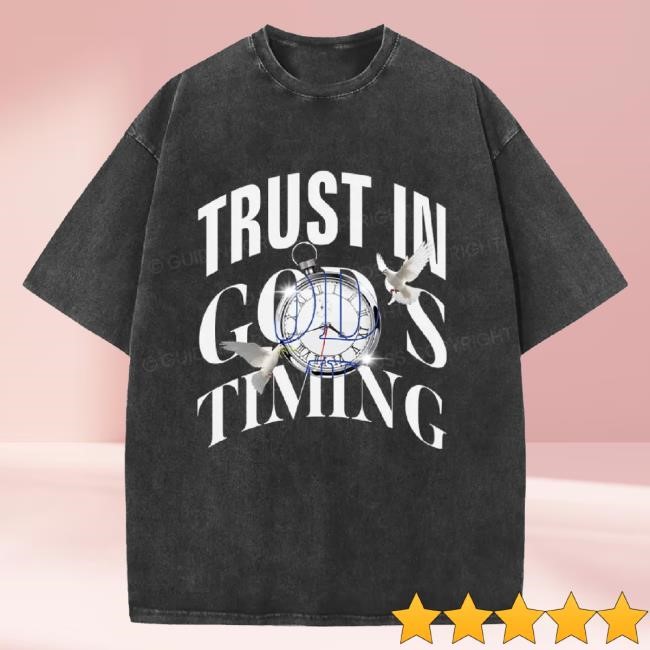 Official Guidingcross Merch Trust In God's Timing Chrsitian Washed Long Sleeve T Shirt