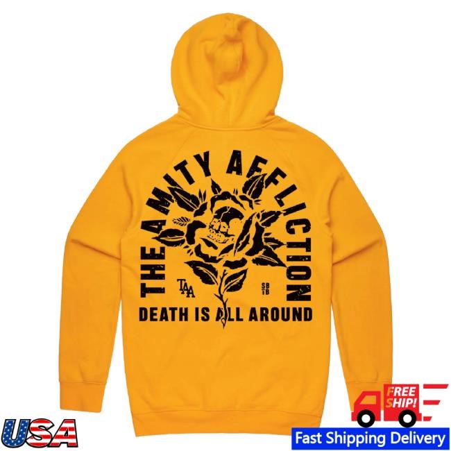 Official The Amity Affliction Merch Skull Flower Gold T-Shirt