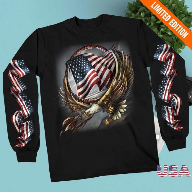 Hot Leathers Merch Shop Hot Leathers Gms2427 Men’S ‘Hoop Eagle’ Long Sleeve Black Long Sleeve Shirt