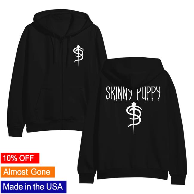 Official Skinny Puppy Merch Skinny Puppy Logo Black Zip Up Popover Sweatshirt