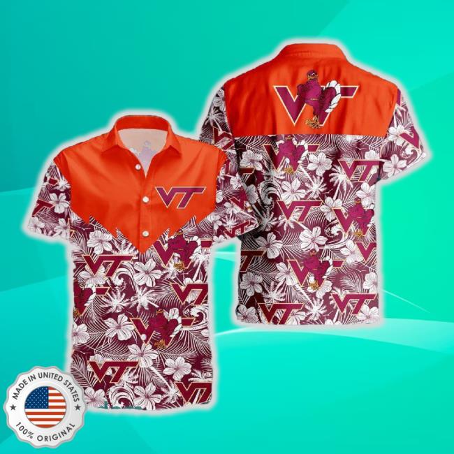 Virginia Tech Hokies 3D Hawaiian T-Shirt Tropical Seamless Ncaa Summer Beach For Fans Gift