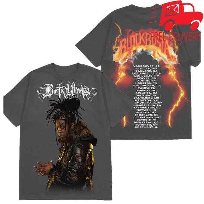 Official Busta Rhymes Universe Merch Blockbusta - T Shirt Grey Tee Shirt