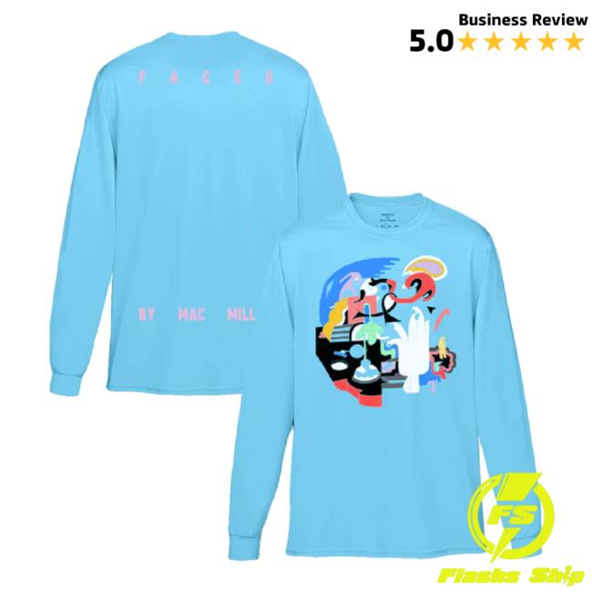 Original Mac Millers Website Merch Store Faces Blue Long Sleeve Tee Macmillerswebsite Shop