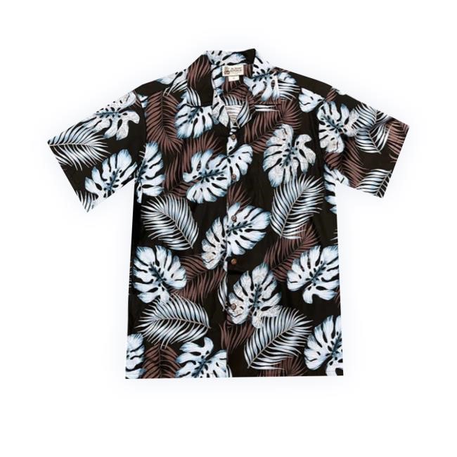 Monstera And Fern Black Hawaiian T-Shirt