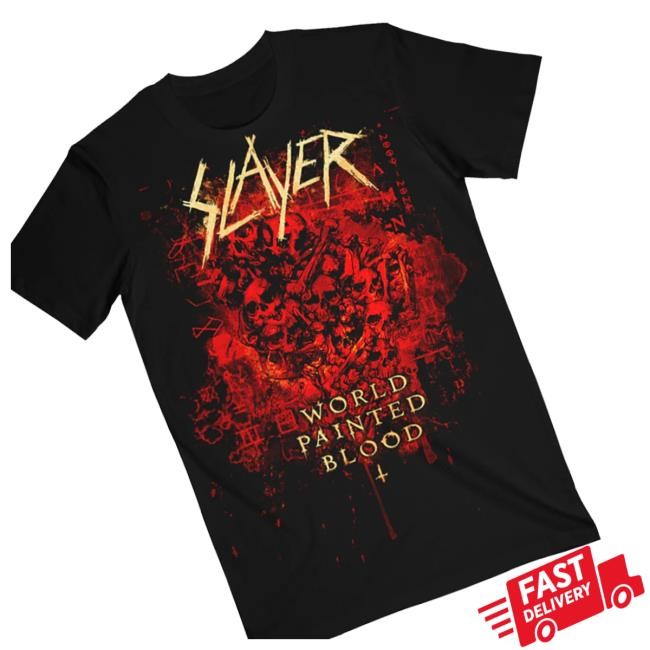 Slayer Merch Shop World Painted Blood Skulls T Shirt