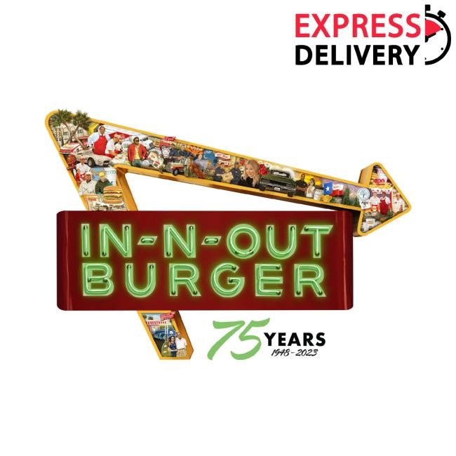 Official In-N-Out Burger Company Store 2024 75Th Anniversary White Hoodie