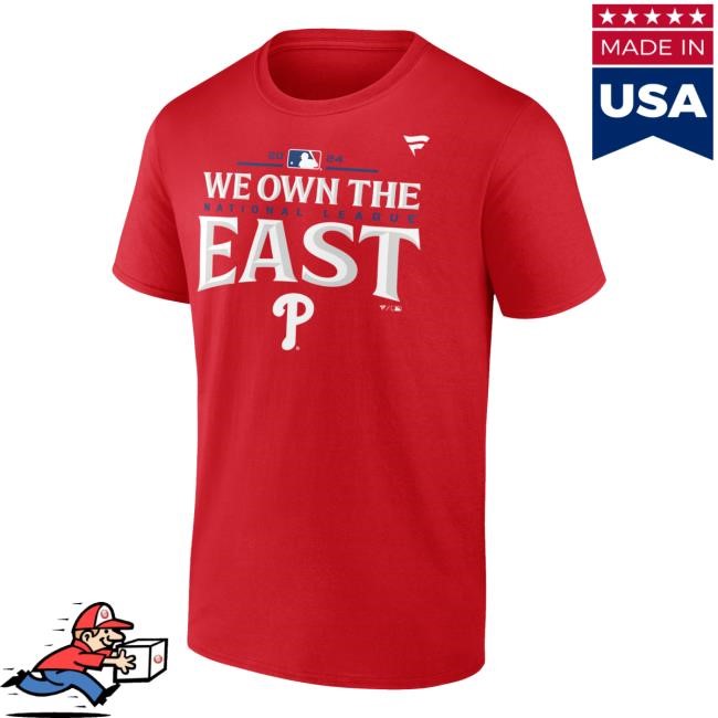 Fanatics Officially Licensed Gear Men's Philadelphia Phillies Fanatics Red 2024 Nl East Division Champions Locker Room T-Shirt