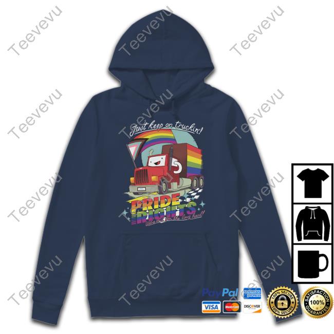 Dftba Store Drawfee Pride 2024 Just Keep On Truckin' Pride Rights Hoodie