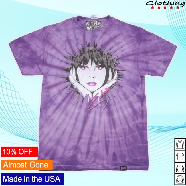 Official Elviras Bootique Merch Store Elvira 80'S Sketch Purple Tie Dye Sweaters Elvirasbootique Shop