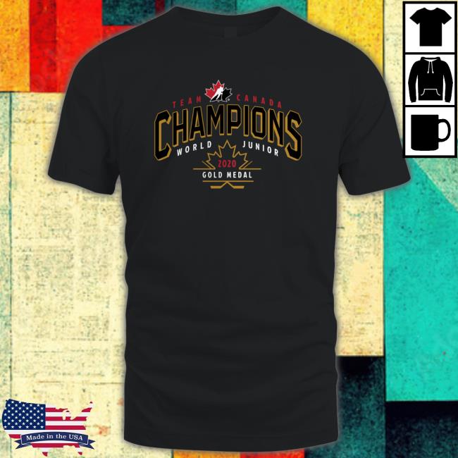 Men's Fanatics Branded Black Hockey Canada 2020 World Junior Ice Hockey Gold Medal Champions Shirt