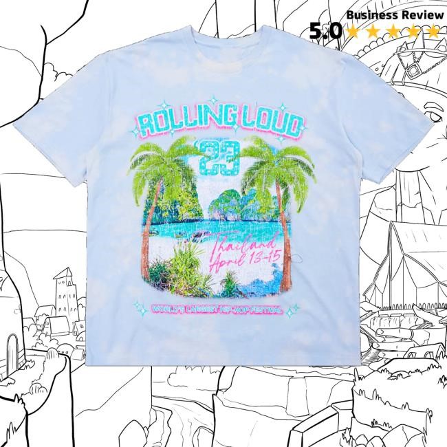 Official Rolling Loud Merch Rl Thailand Shaded Palms Blue Tiedye Classic Shirt