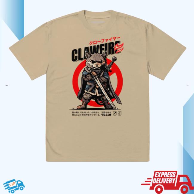 Official Yujinclothing Clawfire Faded Cat Shirts