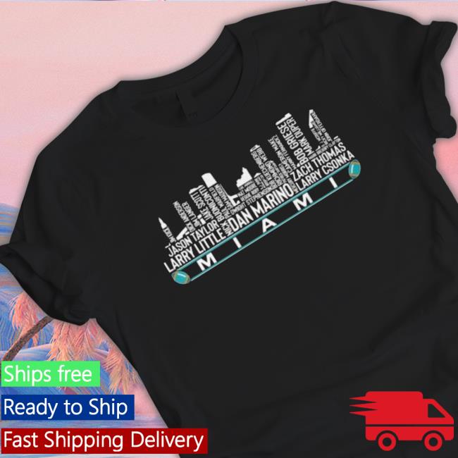Miami Dolphins Players Names Skyline Tee Shirt