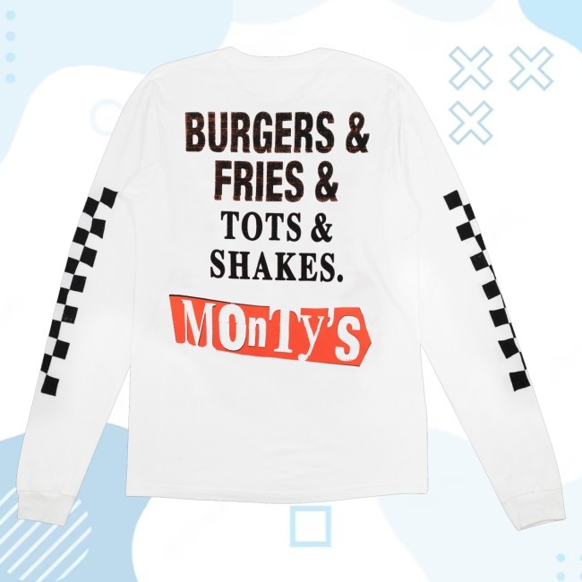 Monty's Good Burger Merch Mohawk Monty Burger & Fries Crewneck Sweatshirt