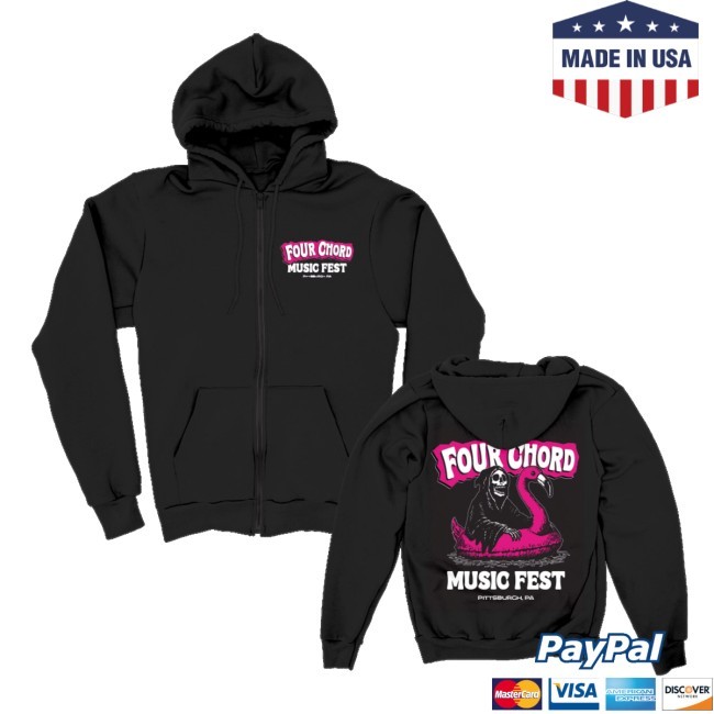Black Or Navy Flamingo Reaper Sweatshirt Four Chord Music Festival Merch Store