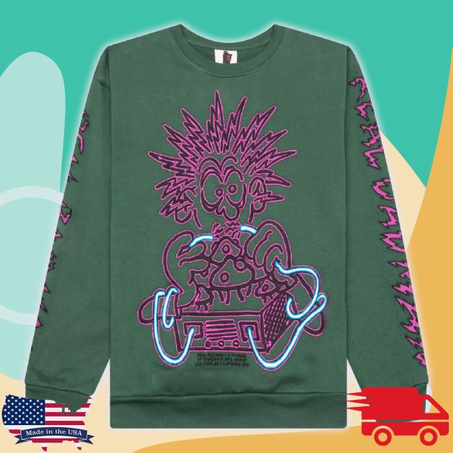 Official Feature Merch Store Real Bad Man Electrified Crew Fleece - Hunter T-Shirt