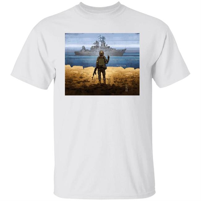 Russian Warship, Go Fuck Yourself Stamp Shirt Illia Ponomarenko Ukrainian