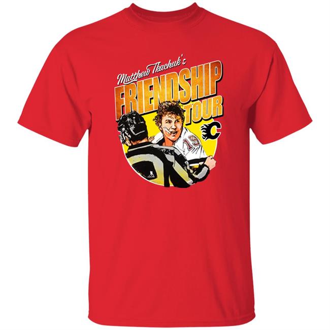 Brady Tkachuk Wearing Matthew Tkachuk's Friendship Tour Shirt Flamesport Merch Y - Calgary Flames