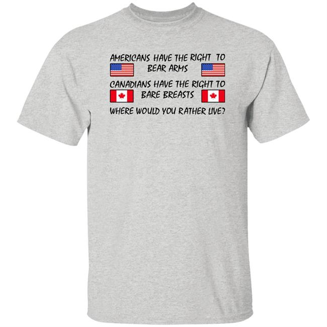 Bubba O'riley Drunkencrunker Americans Have The Right To Bear Arms Canadians Have The Right To Bare Breasts Shirt
