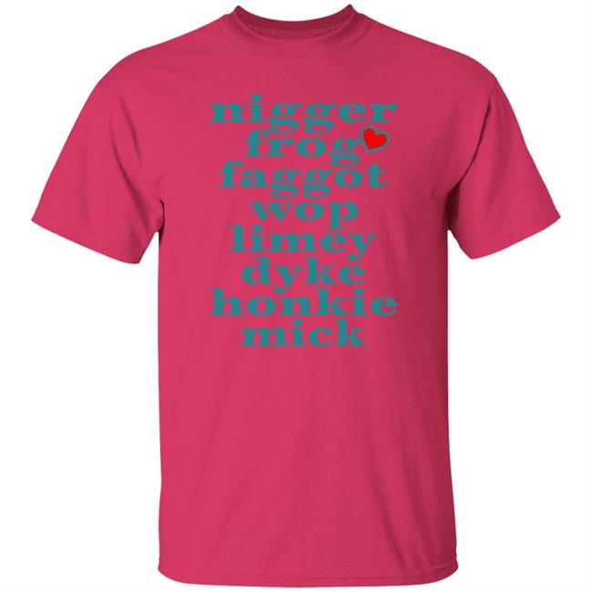 Bigzeebear Nigger Frog Faggot Wop Limey Dyke Honkie Mick Shirt