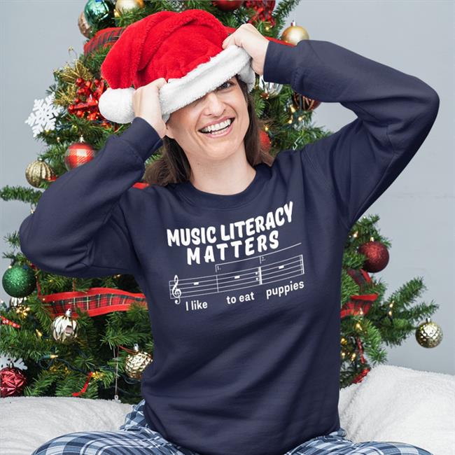 Funny Music Literacy Matters I Like To Eat Puppies Shirt