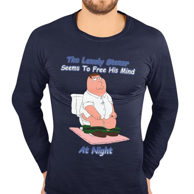 Shirts That Go Hard The Lonely Stoner Seems To Free His Mind At Night Long Sleeve T Shirt Shirtsthtgohard