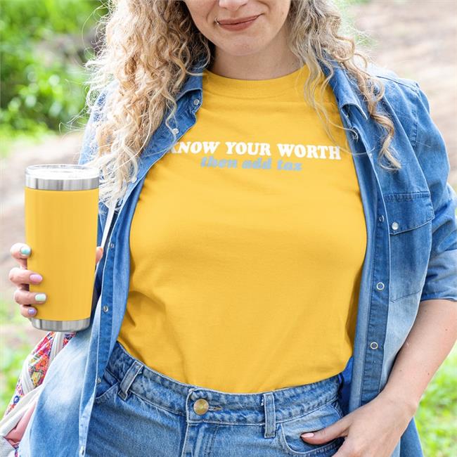 Jessica Jeane Know Your Worth Then Add Tax Tee Black