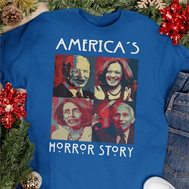 Joe Biden Zombies And Kamala Harris And Elizabeth Warren And Nancy Pelosi America's Horror Story Long Sleeve T Shirt