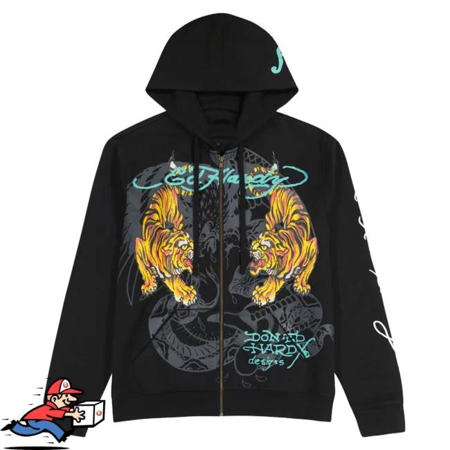 K-Momo Merch Ed Hardy Crawling Tigers Zip-Up Long Sleeve Shirt