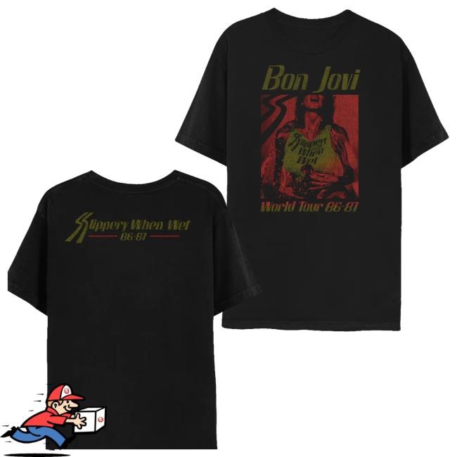 Bon Jovi Merch Store Slippery When Wet Vintage World Tour Black t-shirt, hoodie, tank top, sweater and long sleeve t-shirt