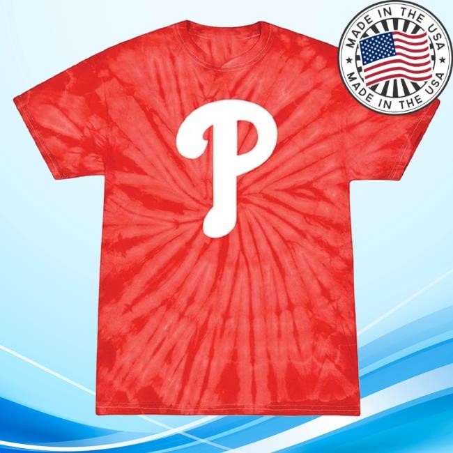 Official Rally House Merch Philadelphia Phillies Youth Red Spider Tie Dye Short Sleeve Long Sleeve T Shirt