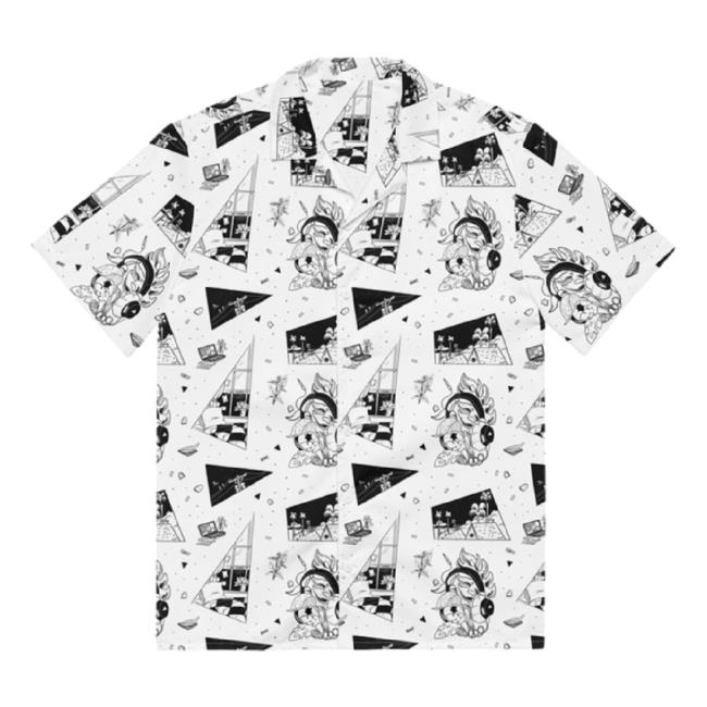 Original Lofi Pattern Button Up Hoodie Sweatshirt Ghost Boat Shop