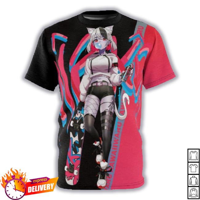 Tori - Trippy Watermelon - Neko Skater Anime Girl Unisex Aop Cut & Sew T-Shirt