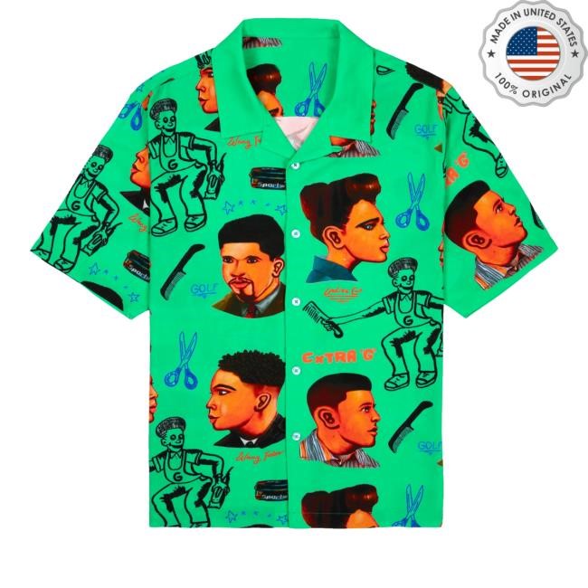 Barbershop Rayon Button Up Tee Shirt By Golf Wang