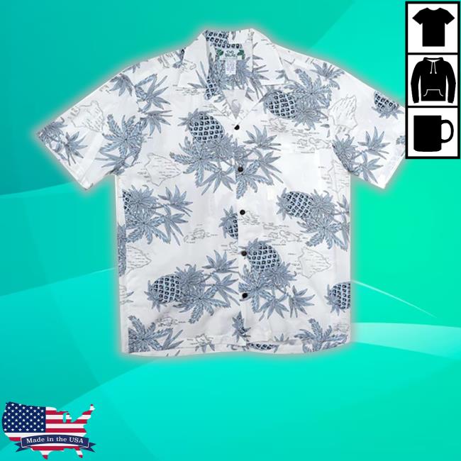 Pineapple Map White Mens Hawaiian Tee