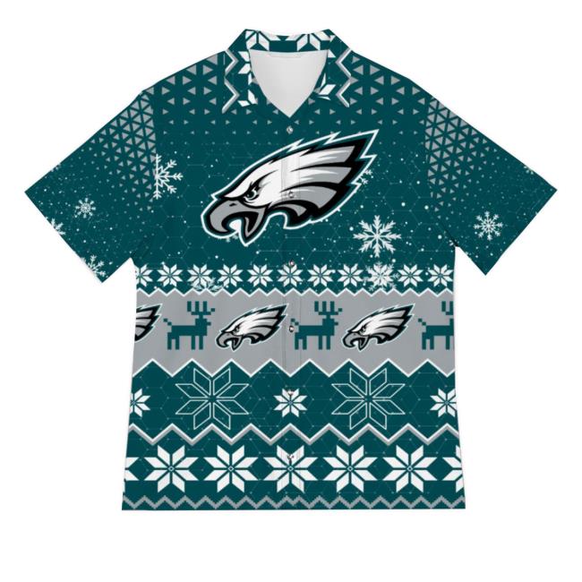 Official Philadelphia Eagles Snowflake Pattern 3D Hawaiian Crewneck Sweatshirt Christmas Gift