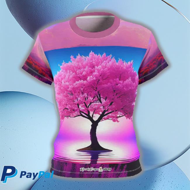 Pink Tree T-Shirt Women's Aop Polyester Tee Shirt