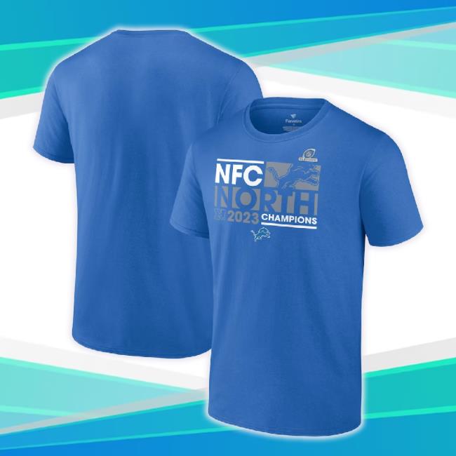 Official Men's Fanatics Branded Blue Detroit Lions 2023 Nfc North Division Champions Conquer Tee