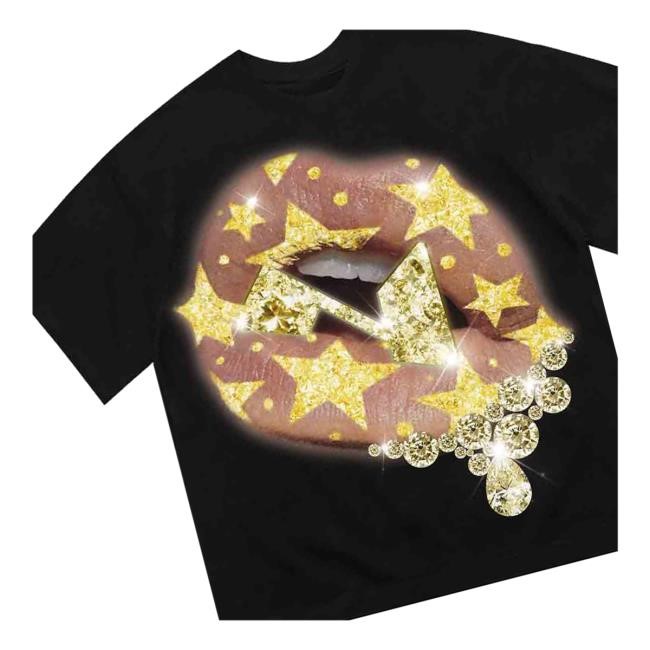 Gold Star Shimmering Lip Print Shirts