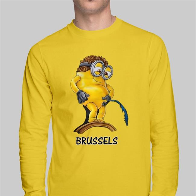 Shirts That Go Hard Minion Pee Brussels Hooded Sweatshirt Blue