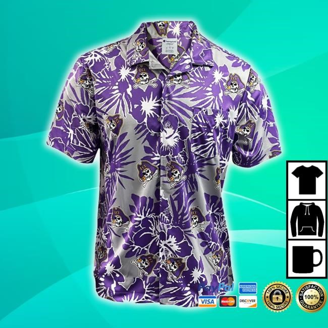 Ube Piratewear Merch Purple And Grey Champion Hawaiian Button Up With Jolly Roger Shirts