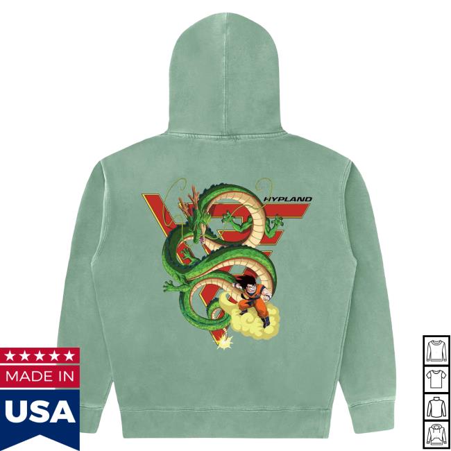 Official Hypland Clothing Merch Store Hypland Dragon Ball Z Goku Shenron Logo Pullover Hoodie (Vintage Green)