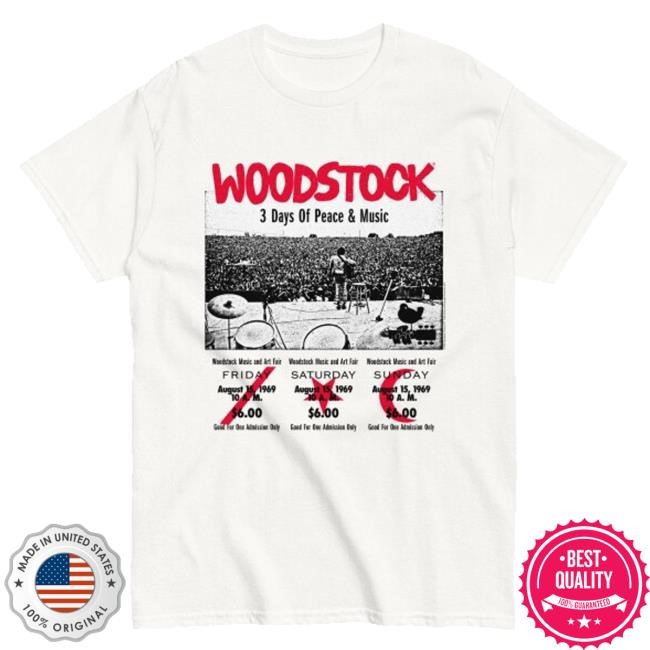 Official Woodstock Merch Three Days Of Peace And Music Shirt
