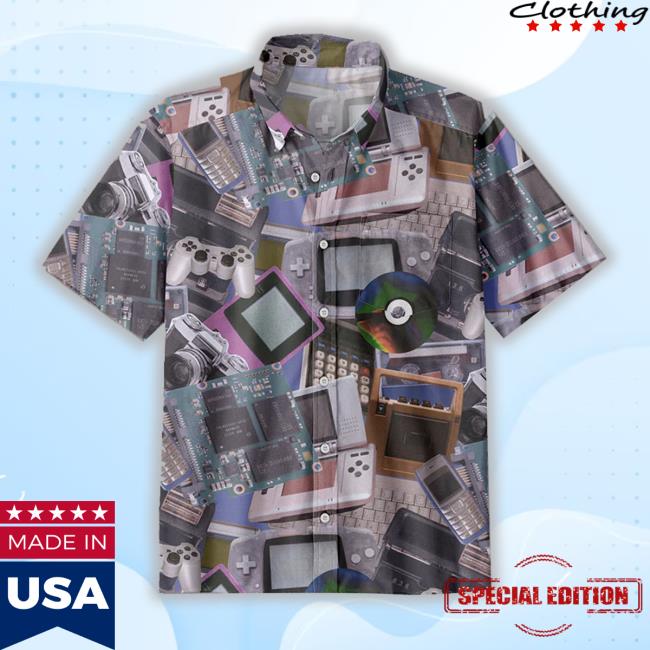 Geeksoutfit Merch Retro Gaming Consoles And Tech Gadgets Button Up Pocket Long Sleeve T Shirt
