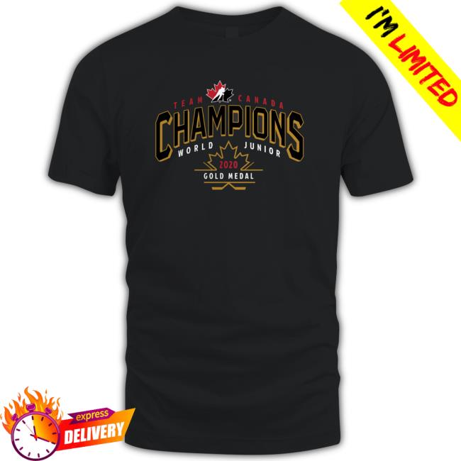 Men's Fanatics Branded Black Hockey Canada 2020 World Junior Ice Hockey Gold Medal Champions Long Sleeve Shirt Men's Fanatics Branded Black Hockey Canada 2020 World Junior Ice Hockey Gold Medal Champions Tee Shirt