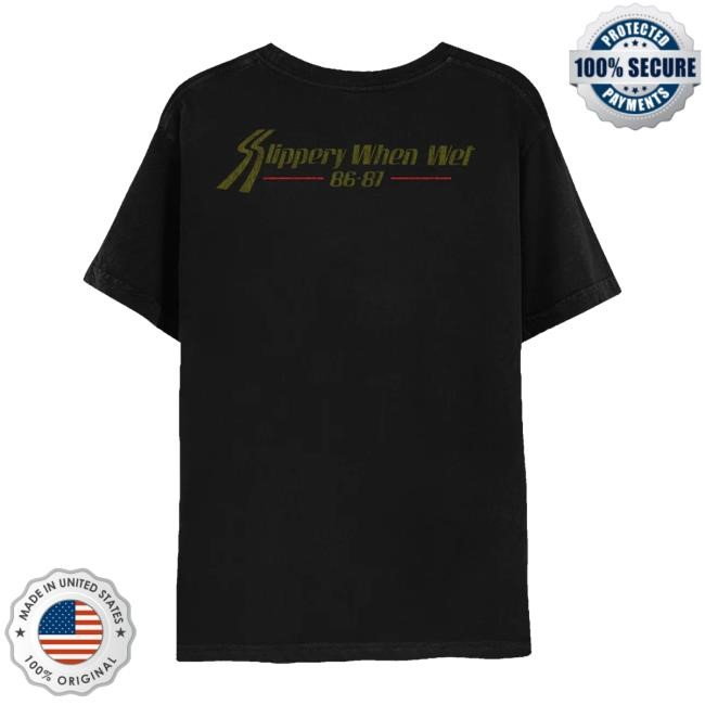 Bon Jovi Merch Store Slippery When Wet Vintage World Tour Black Tee Bon Jovi Merch Store Slippery When Wet Vintage World Tour Black Sweatshirt