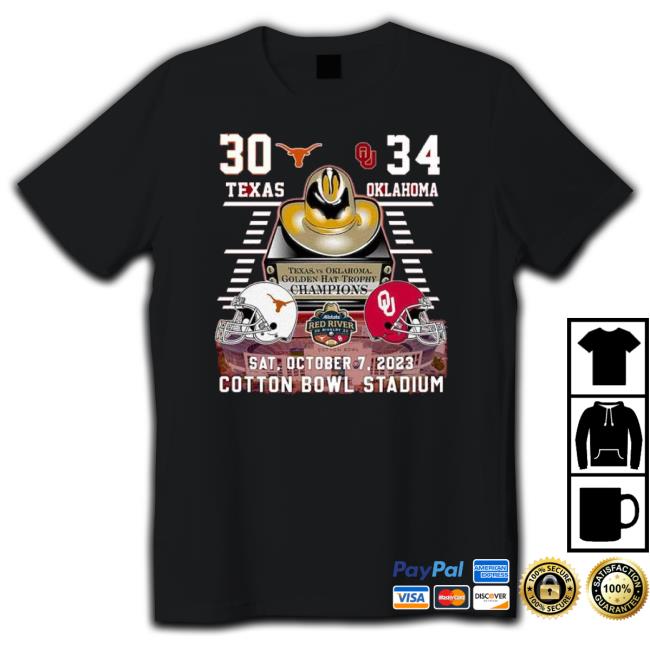 Trending Texas Longhorns 30 Vs 34 Oklahoma Sooners Sat October 7 2023 Cotton Bowl Stadium Long Sleeve Tee