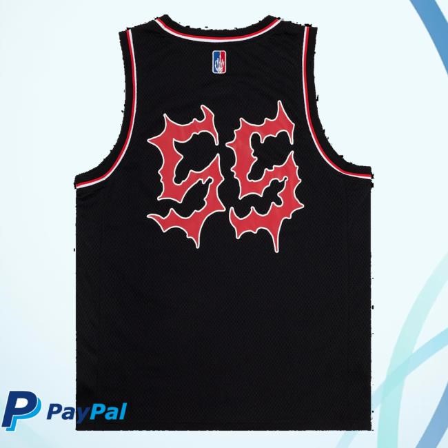Pouya Sketchy Bball Jersey Black Red Tank Top