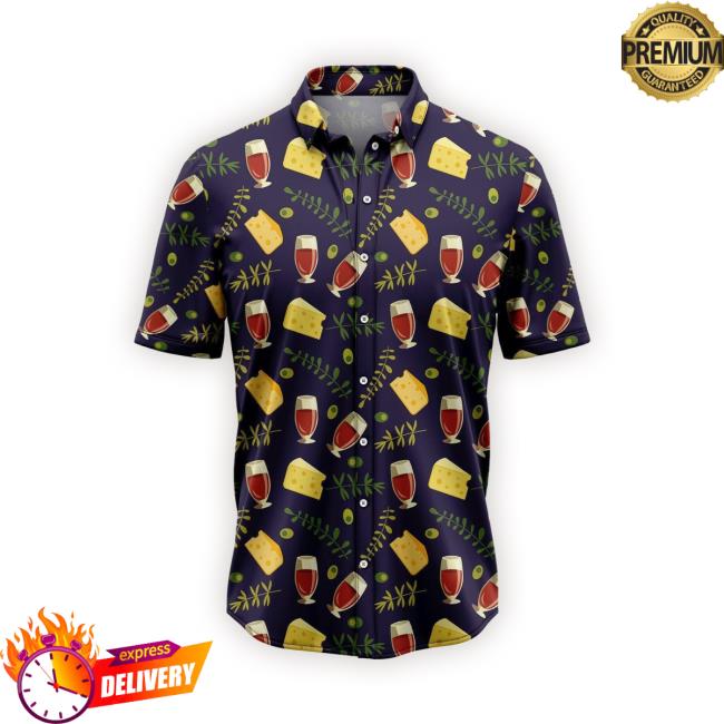 Amazing Red Wine And Cheese 3D Printed Hawaiian Shirt Beach Shirts