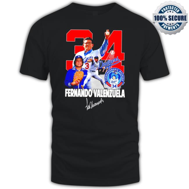 Fernando Valenzuela 34 Los Angeles Dodgers Player Baseball Signature Poster Gift Shirt